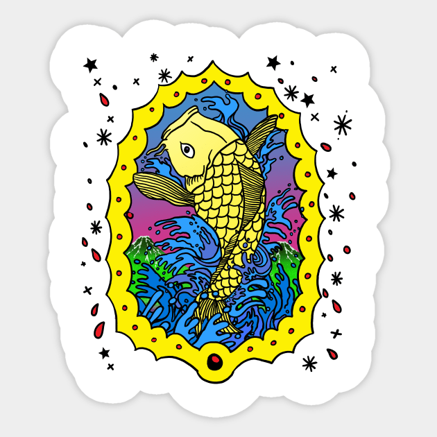 Golden Carp - Gold Fish Sticker by miskel